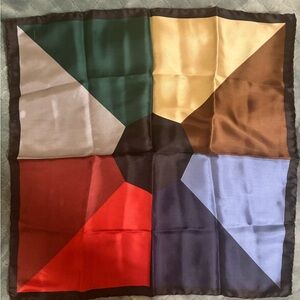 vintage 1950s Silk Pocket Square, featuring a geometric color block design